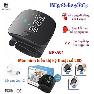 Máy Đo HyếtÁp Cổ Tay, Đo NhịpTim Hiện Đại Với Màn Hình LED, Giọng Nói Tiếng Việt , Sạc Pin Siêu Bền