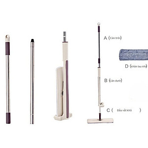  Cây Lau Nhà Tự Vắt Phẳng Thông Minh Spin Mop Xoay 360 Độ_ Tặng Kèm Hai Bông Lau