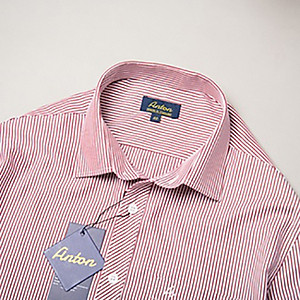 Áo Sơ Mi Nam Công Sở Trung Niên Thương Hiệu Anton Dài Tay Kẻ Sọc Đỏ Vải Cotton Mã AC153