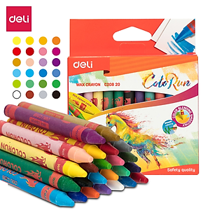 Bút sáp nến Deli - 12 màu/18 màu/24 màu - 1 hộp - EC20800/EC20810/EC20820