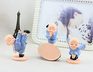 Combo 4 Tượng Chú Tiểu Đánh Võ Dễ Thương Trang Trí Xe Hơi, Bàn Làm Việc, Bonsai PaKaSa