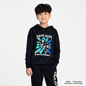 Bộ nỉ bé trai size đại Bigfox Miss Meow, bộ thu đông cho bé trai dáng hoodie họa tiết Game Over size trẻ em 7,8..15 tuổi