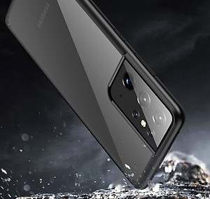 Ốp lưng kính trong viền màu chống sốc không ố vàng cho SamSung Galaxy S21 Ultra, S21 Plus- Hàng nhập khẩu