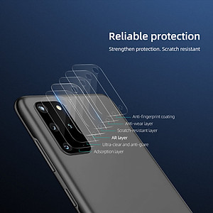 Bộ 2 Miếng dán kính cường lực camera Samsung Galaxy S20 Plus mỏng 0.22mm hiệu Nillkin InvisiFilm độ cứng 9H chống vân tay không ảnh hưởng chất lượng ảnh chụp - Hàng nhập khẩu