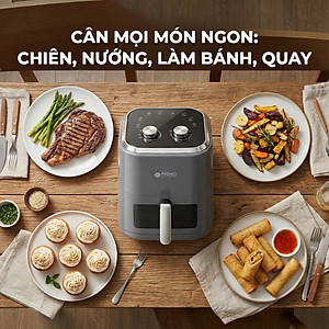 Nồi chiên không dầu 6L Mishio MK408 – Màu Xám Sang Trọng, Bảo Hành 24 Tháng - hàng chính hãng