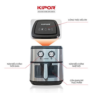 Nồi chiên không dầu KIPOR KP-AF310 - 10L - Điều khiển cơ công nghệ RAPID AIR nướng đối lưu - phủ chống dính cao cấp - Hàng chính hãng