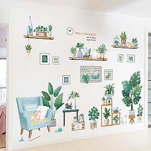 Sticker Giấy Dán Tường Decal Dán tường Mẫu Hoa Lá Cực Xinh ZH028