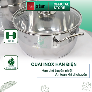 Bộ nồi chảo xửng hấp 3 Đáy Inox 430 cao cấp Fivestar Standard 6 món bếp từ nắp kính , tặng 1 vá canh