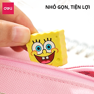 Set 2 Gôm Tẩy SpongeBob Deli Dễ Thương Tẩy Sạch Ít Vụn Không Mòn Giấy Có Hút Vụn Tẩy An Toàn Cho Bé Học Sinh Trẻ Nhỏ Bút