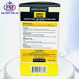 Viên uống bổ não hỗ trợ tăng tuần hoàn não trí nhớ Mason Natural Ginkgo Biloba Mỹ 60 viên
