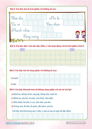 Bài Tập Hằng Ngày Tiếng Việt Lớp 3 - Kết Nối Tri Thức - Học Kì 1