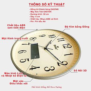 Đồng Hồ EASTAR Tròn Kim Điện tử Viền Mỏng - Máy KIM TRÔI - LỊCH Vạn Niên và NHIỆT KẾ Điện tử