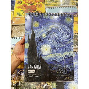 Sổ tay vẽ phác thảo chân dung màu chì bìa BST tranh VanGogh khổ A4 100gsm dễ thương cao cấp