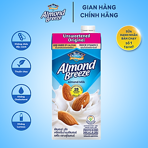 Blue Diamond - Thùng Sữa Hạt Hạnh Nhân ALMOND BREEZE Không Đường 946ml x 12 Hộp