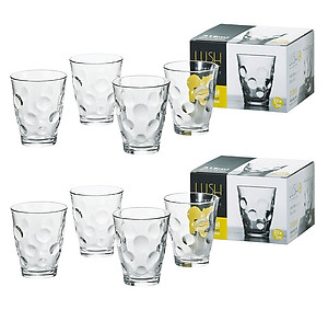 Bộ 04 cốc thủy tinh cao cấp chịu nhiệt họa tiết tròn mang lại vẻ trang nhã, sang trọng - nội địa Nhật Bản 