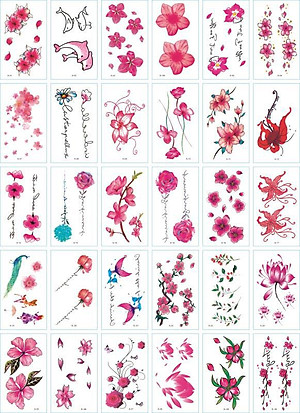 381 Hình Xăm Dán Tattoo Hoạ Tiết Hoa Bỉ Ngạn Hoa Hồng Cánh Bướm