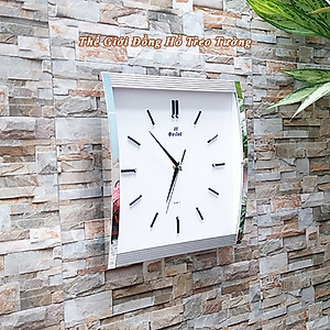 Đồng Hồ KIM TRÔI EASTAR Mặt Kính Cong Cao Cấp - Mặt Chữ nhật Ánh Kim - Tặng Pin Maxell - BH 1 Năm - Decor Trang Trí Treo Tường