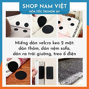 Set 10 Miếng Dán Velcro Tròn Kèm Keo 2 Mặt, Cố Định Thảm, Dán Nệm Sopha, Ra Trải Giường
