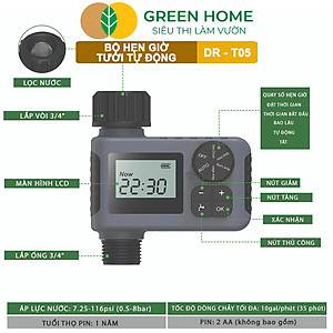 Bộ Hẹn Giờ Tưới Nước Tự Động Greenhome, Tropical TPC-T05, Chế Độ Tưới Thông Minh, Tiết Kiệm Nước