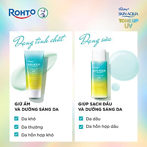 Kem chống nắng nâng tông Skin Aqua Tone up Mint Green cho da trắng có khuyết điểm đỏ, dạng sữa Sunplay Skin Aqua Tone Up UV Milk Mint Green SPF 50+ PA++++ 50g