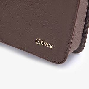 Ví Cầm Tay Clutch Da Nam Hàng Hiệu GENCE CK15 Da Bò Khóa Số Cao Cấp Màu Nâu