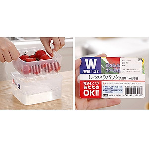 Hộp thực phẩm vuông có giá lót, nắp mềm Nakaya 1100ml Nội địa Nhật Bản