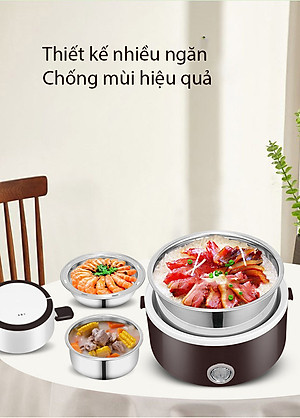 Hộp cơm cắm điện Tiện lợi có lõi hâm nóng thức ăn nhanh cho dân văn phòng, dân phượt KitAcoom, hàng nhập khẩu chính hãng cao cấp 