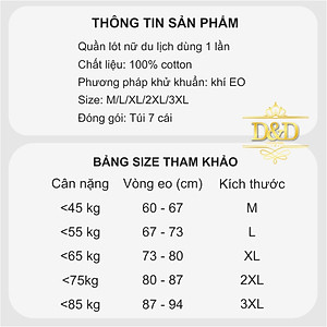 Combo 7 quần lót cotton nữ nhiều màu du lịch dùng 1 lần