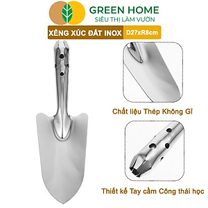 Xẻng Xúc Đất Greenhome, D27xR8cm, Dụng Cụ Làm Vườn, Hợp Kim Chống Rỉ, Siêu Bền, Dễ Vệ Sinh, Tiện Lợi