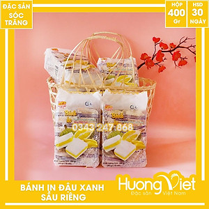 Đặc Sản Sóc Trăng - Bánh In Đậu Xanh Sầu Riêng Tân Huê Viên Túi 10 Bánh 400G, Đặc Sản Bánh In Sóc Trăng Nhân Đậu Xanh, Sầu Riêng