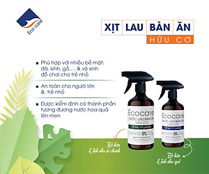 Xịt lau bàn ăn hữu cơ Bồ hòn tinh dầu Sả Chanh dung tích 500ml thương hiệu Ecocare
