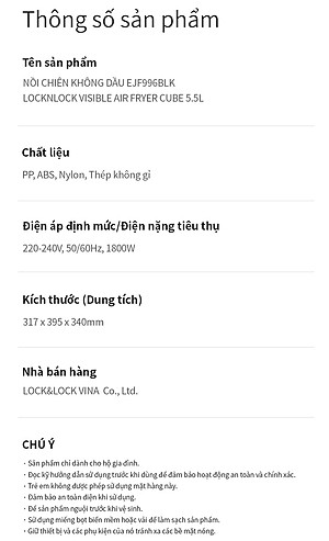 Nồi Chiên Không Dầu Locknlock Visible Air Fryer CUBE EJF996BLK (5.5 Lít) - Hàng Chính Hãng
