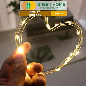 Dây Đèn Led Trang Trí Greenhome, Fairy Lights, Đom Đóm 1 Mét, 3 Chế Độ Sáng, Tặng Kèm Pin, Chịu Nước, Decor, Chụp Hình