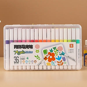 Bút Màu Acrylic Marker sơn đánh dấu Lalunavn nhiều mực hơn 50% bộ 12/24/36/48/60m hộp nhựa xách tiện dụng B196