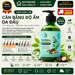 Dầu gội thảo dược thiên nhiên tinh chất hà thủ ô độc quyền DHERBAL chai 300ml dầu gội tóc chắc khỏe suôn mượt chính hãng