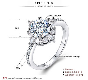 Nhẫn xoàn đính đá, kiểu dáng kim cương, chất liệu hợp kim tráng Platin, Mẫu Luxi Green 0016, Kèm hộp đựng Cẩm Tú