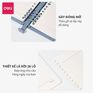 Sổ Còng Nhựa Sổ Tay A5 B5 Bìa Nhựa Cứng 80gsm 120 Trang Có Thể Thay Lõi Sổ Ruột Sổ Nhiều Size Deli - Phù Hợp Làm Sổ Kế Hoạch Planner, Nhật Kí, Tập Vở Ghi Chép Bullet Journal - GHA560 GHB560