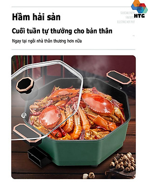 Nồi lẩu điện Weishi SDO-010, dung tích lớn 6 Lít sử dụng gia đình 6-8 người, thiết kế bát giác thế hệ mới chống tràn nồi, hàng chính hãng