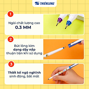 Hộp 10 cây Bút lông kim - Bút mực nước Beebee Thiên Long FL-04 mực tím