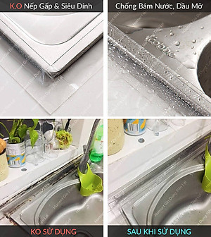 Băng Dán Viền Bếp Bồn Chậu Rửa Trong Suốt Keo Siêu Dính Dán Mép Tường Chống Bẩn Dầu Mỡ Nấm Mốc