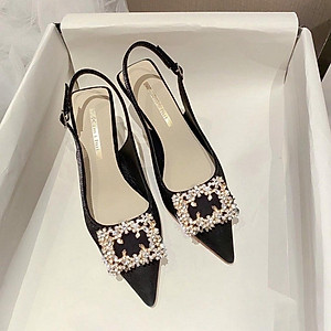 Giày Sandal Sục Bít Mũi Cao Gót Nữ 5 Phân Hàng Xịn Siêu Đẹp - MS 036