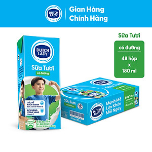 Thùng 48 Hộp Sữa Tươi Tiệt Trùng Dutch Lady Cô Gái Hà Lan Có Đường (48X180ml)