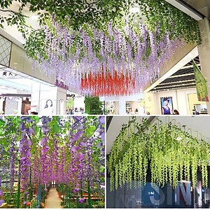Hoa tử đằng dây treo dài 110cm - Hoa giả lụa trang trí lễ kết hôn, sự kiện, nhà hàng, tiệc cưới, ngoại thất, làm giàn