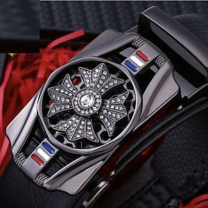 Thắt lưng nam, dây nịt nam khóa tự động dây da cao cấp bền đẹp - Thiết kế mặt xoay 360 đính đá thời thượng DXX89