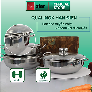 Nồi lẩu 3 đáy inox 430 Fivestar sử dụng bếp từ nắp kính tặng 2 vá canh ( 24cm / 26cm / 28cm )
