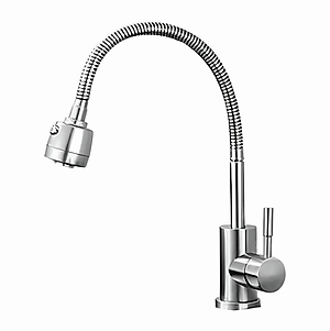 Vòi rửa chén nóng lạnh KG95 cao cấp cần lò xo bẻ xoay 360 dễ sử dụng inox304 - Hàng chính hãng