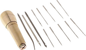 1 Chiếc Đồng Lều Da Vải May Awl + 13 Chiếc Cong Thẳng Kim