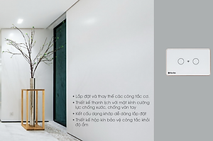 Công tắc cảm ứng Rạng Đông RD-CT.02.WF điều khiển từ xa, mặt kính cường lực chống xước, 2 nút bấm - Hàng chính hãng