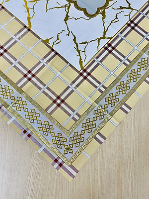 Khăn trải bàn W.751 caro - nhũ vàng 90 x 150 cm, không thấm nước, dễ làm sạch