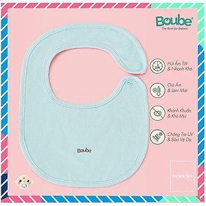 Khăn yếm tròn đeo cổ có cúc bấm cho em bé sơ sinh, trẻ nhỏ Boube nhiều màu, vải sợi tre Bamboo thông minh, thoải mái